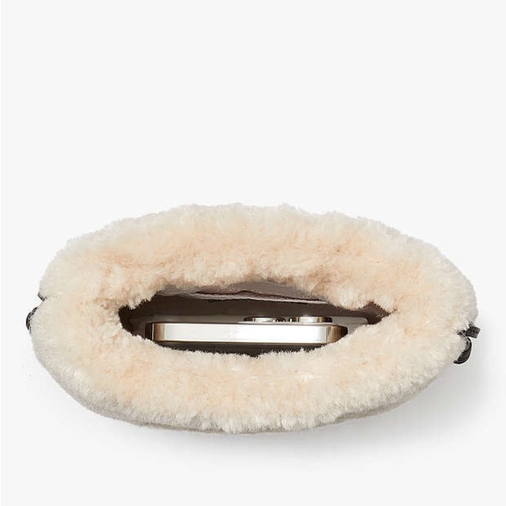 ♠️kate spade Eva Faux Shearling Bucket Phone Crossbody, Natural NWT - Picture 6 of 8
